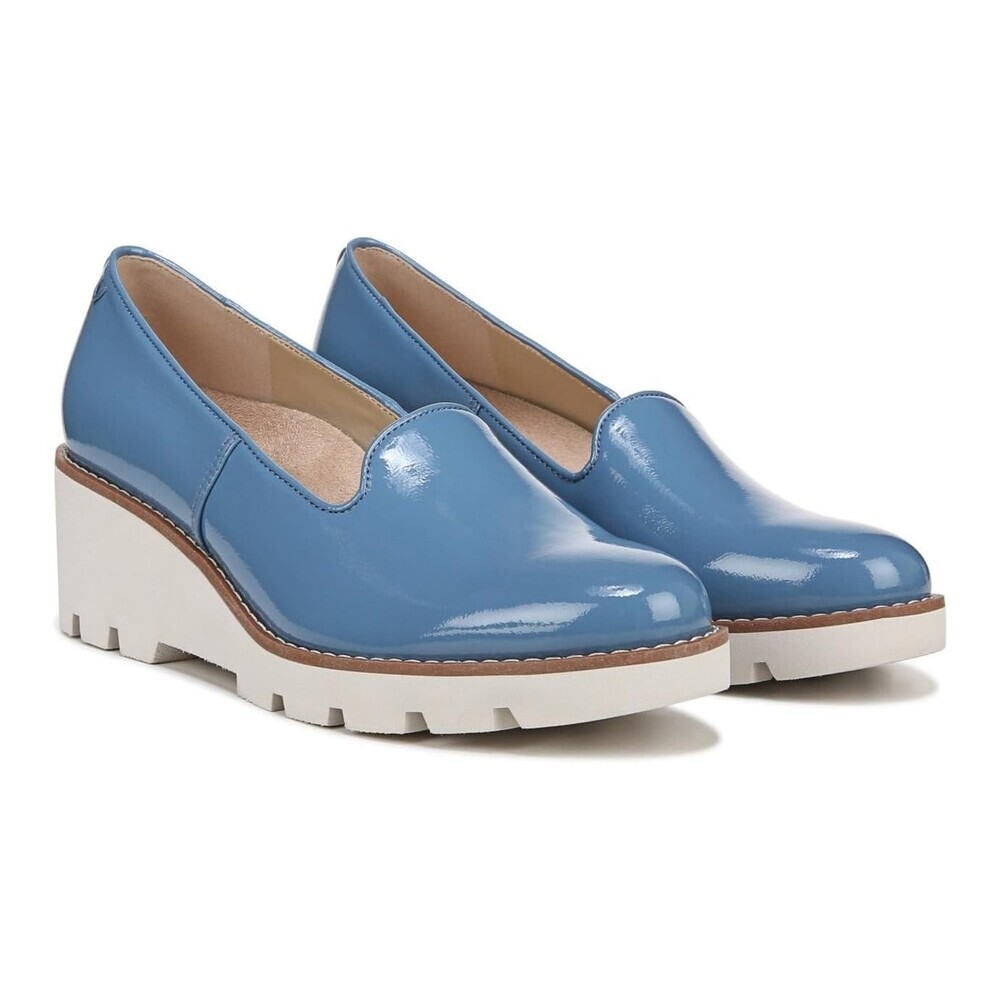 Vionic Willa Flats Women's US 9.5 Blue Patent Leather Wedge Heel Shoes GAL1490